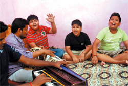 Singing sensation Ali Brothers practice at their home in Baba Deep Singh Nagar, Bathinda