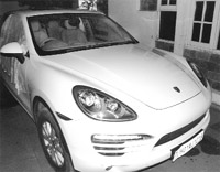 The stolen Porsche that was recovered from Uttar Pradesh