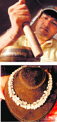 Singing bowl and stone necklace
