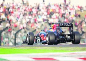 Red Bulls Sebastian Vettel in action in the Japanese GP at the Suzuka circuit on Sunday