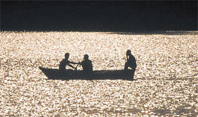 Boating in Thermal lake intensifies the joy of autumn for this trio in Bathinda on Monday.