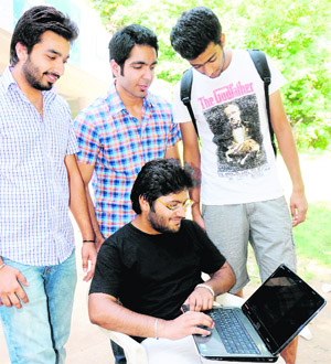 Students who drafted the Panjab University Student Council constitution in Chandigarh on Monday. Tribune photo: Manoj Mahajan