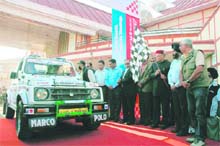 Chief Minister Prem Kumar Dhumal flags off the 13th edition of the Raid-de-Himalaya in Shimla on Monday.