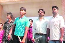 Pak nationals who were released by the Centre at the Attari-Wagah joint check post on Tuesday.