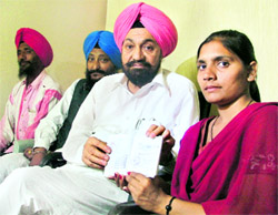 Harpreet Kaur who has been rescued from Malaysia in Ludhiana on Tuesday