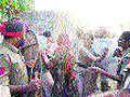 The police personnel in action