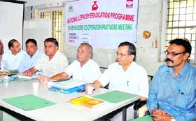 Officials attend a meeting held in connection with the National Leprosy Eradication Programme in Haridwar on Wednesday