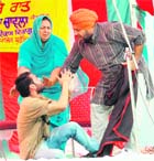 Aritist perform the play Sikhar Dupehre Raat at the Central Jail Gumtala in Amritsar on Thursday.