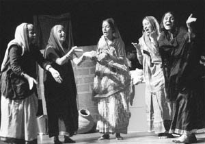 Artistes stage a play Kajari Ban at Tagore Theatre Sector 18, Chandigarh, on Thursday. 