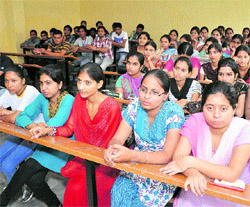 Faculty members and students of Maharaja Agrasen College attend a symposium in Jagadhari