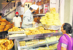 A shop stocked with sweets in Jammu