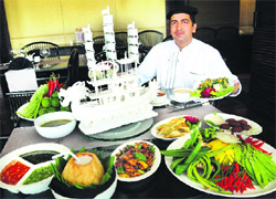 Chef Noil D' Souza with his Thai delicacies at the Taj