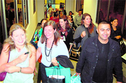 Passengers walk out of the maiden British Midlands International (BMI) Airline London-Almaty-Amritsar flight at Amritsar airport on Friday