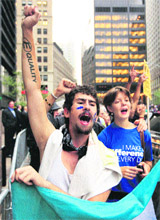 Members of the Occupy Wall Street movement march through New Yorks financial district on Friday.