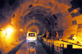 Work in progress inside the tunnel.