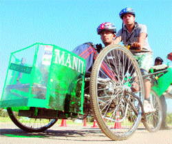 Students take part in EFFICYCLE-2011 at Panjab University in Chandigarh on Saturday