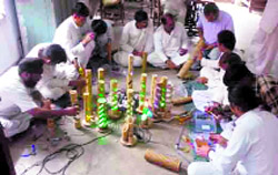 Inmates of the Dehradun jail get training at a workshop on LED lighting