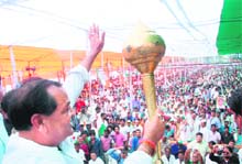 Yashpal Arya, Uttarakhand Congress president, at a Dalit sammelan organised by the party in Dehradun 