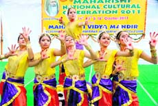 Students from Assam present an item at the cultural festival in Haridwar on Saturday
