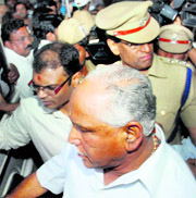 BS Yeddyurappa being arrested in Bangalore. 