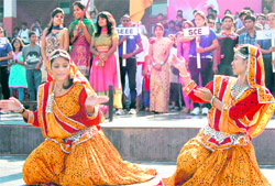 Students of Lovely Professional University perform a folk dance
