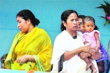 West Bengal CM Mamata Banerjee during a rally at Jhargram in west Midnapur on Saturday.