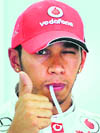 McLaren-Mercedes Lewis Hamilton after securing pole postion in Yeongam