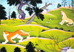 The Tiger and the Composite Animal. Pahari painting. From the family workshop of Seu-Nainsukh ca. 1780. Private collection, London