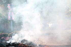 The burning garbage dump emitting smoke at the Jamun wali road near Medical College caused problems for commuters as well local residents in Amritsar