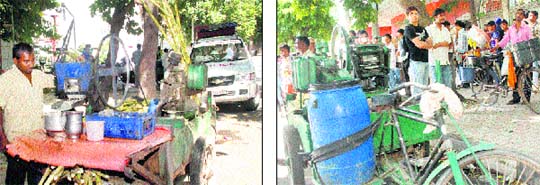 Encroachments by juice vendors near the PCA stadium at Phase IX, Mohali, on Friday.