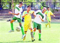 A match in progress at football stadium in Sector 17, Chandigarh, on Sunday. 