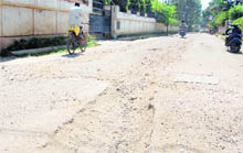 A road in the Dalanwala area in a poor shape in Dehradun. 