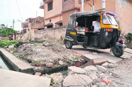 A broken culvert in Defence Colony in Dehradun. 
