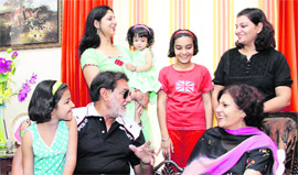 Olympian Balbir Singh with his family at their house in Jalandhar.