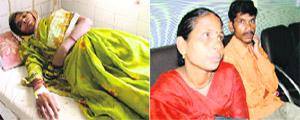 Shiksha, a resident of Tibba road, being treated at the Lord Mahavira Civil Hospital; and (right) Kunti Devi, a resident of Haibowal, waits for her turn to donate blood for her sick brother-in-law, who is undergoing treatment for dengue at a hospital.