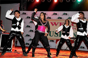Bollywood star Meghna Naidu performs at a private function in Bathinda on Monday. 