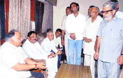 Haryana Vidhan Sabha Speaker Kuldeep Sharma listens to public grievances at the PWD Rest House in Sonepat. 