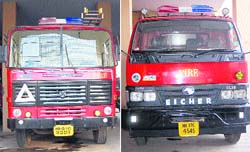Fire tenders at the Ambala Fire station.