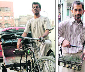 Raju, who works with a tea vendor, will spend Rs 100 on crackers, as he has to nusre his ailing son; and (right) Radheshan, a rickshaw-puller, has no savings to go home this Divali.
