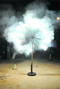 Fire works on the birth anniversary of Banda Bahadur at Rakba village in Ludhiana. A Tribune photograph