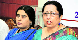 Atima Sharma, Principal of KMV, adresses mediapersons in Jalandhar on Tuesday.