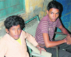 The two students who ran away from a boarding school in Bihar at the Cheharrta police station in Amritsar on Wednesday. 
