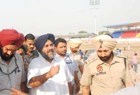 Deputy CM Sukhbir Badal reviews renovation of the Sports Stadium where the World Cup Kabaddi-2011 is scheduled to kickstart on November 1, in Bathinda on Wednesday