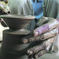 A potter at work in Jammu during festival season.