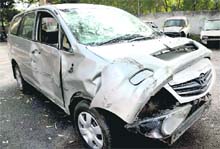 The Innova that killed a man and injured his wife in Sector 8, Chandigarh, on Thursday. 