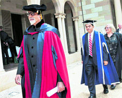 Amitabh Bachchan after receiving an honorary doctorate from the Queensland University of Technology in Australia on Thursday