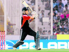 Englands Jonathan Trott plays a shot against India at the PCA Stadium in Mohali on Thursday