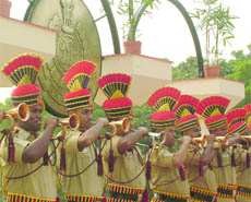 Delhi police jawans participate in the  Commemoration Day Parade at Kingsway Camp in New Delhi on Friday. 