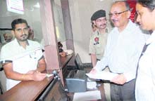 DGP Anil Kaushik launches the Facebook page of the Jalandhar Police Commissionerate. 