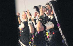 Students perform a folk dance during Fusion-2011 organised at BCM Arya School in Ludhiana. 